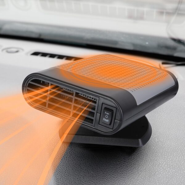 24V 200W Or 12V 150W Portable Car Heater Heating Fan 2 In 1 Defroster Defogger Demister Windshield Heater Automotive Cooling Fan With 360 Degree Rotating Base