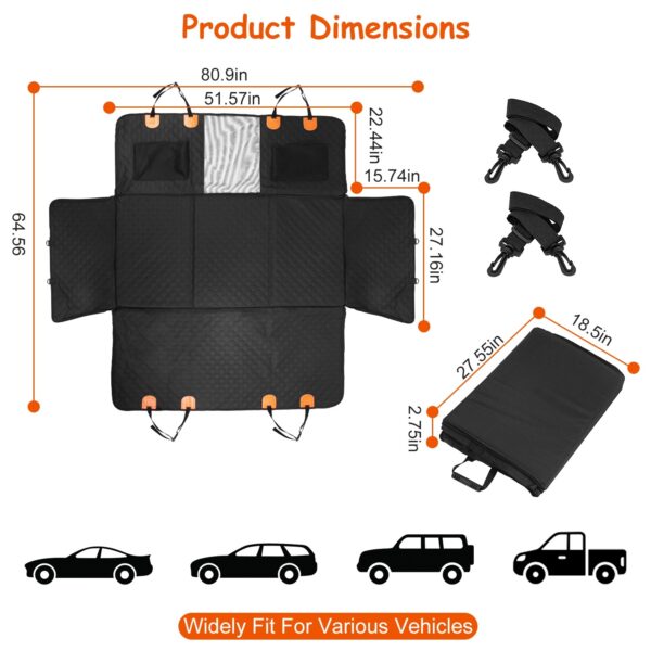 01c5e738-fccf-40f1-9ff7-9cd5de210cc9.jpg Dog Car Back Seat Cover With Zipper Mesh Window Storage Bags Waterproof 600D Oxford Cloth Car Seat Protector With Slide Flaps For Cars Trucks SUVs