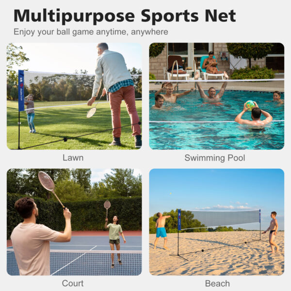 DOUBLE FISH Portable Badminton Net Versatile Portable Badminton Net - Foldable, Standard Size For Indoor & Outdoor Sports - Ideal For Volleyball & Tennis Training