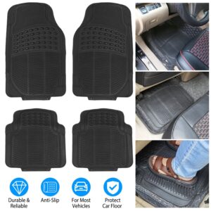 1Set Automotive Floor Mats With Front And Rear PVC Rubber Floor Mats Heavy Duty Drive Vehicle Car Mats With Trimmable Design Fit Most Cars SUVs Trucks