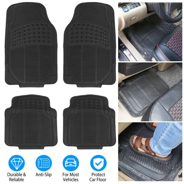 09bd7c7d-e048-4299-94d0-a712527657a0.jpg 1Set Automotive Floor Mats With Front And Rear PVC Rubber Floor Mats Heavy Duty Drive Vehicle Car Mats With Trimmable Design Fit Most Cars SUVs Trucks