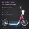 09ed9752-5521-4840-89cc-48047cac7125.jpg Youth Scooter, Kick Scooter With Adjustable Handlebars, Double Brakes, 16" Inflatable Rubber Tires, Basket, Cupholder, Pink