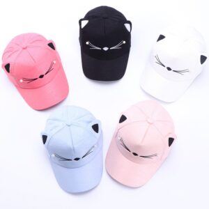 588771496 One Size Hat Boy Cap Girl Cloth Hat Hot Children's Caps Cartoon Embroidered Cat Toddler Baby Baseball Caps Kids AccessoriesA