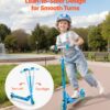 Kick Scooter For Kids Ages 3+, 2-Wheel Toddler Scooter With Light-Up Wheels, Adjustable Height Handlebar, Wide Anti-Slip Deck, Foldable Lightweight Frame For Boys & Girls Up To 110 Lbs, Blue