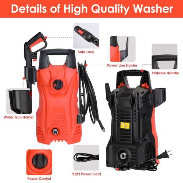 0c19501e-79d5-459a-a9f0-a7ec53335cfa.jpg 1Pc Electric High Pressure Washer 1740PSI Powerful Car Washer Pressure Cleaner With Adjustable Spray Nozzle Soap Dispenser IPX5 Waterproof For Patio Garden Driveway