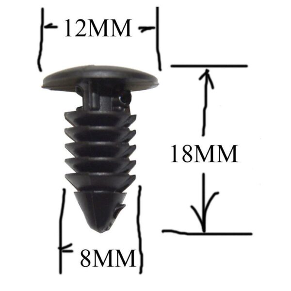 GM Automotive Push Pin Retainer Clips Black 25 Pcs 8MM
