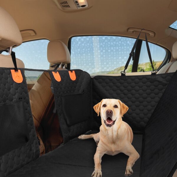 0d083904-2bbc-49f8-9b8c-2a9f04351e09.jpg Dog Car Back Seat Cover With Zipper Mesh Window Storage Bags Waterproof 600D Oxford Cloth Car Seat Protector With Slide Flaps For Cars Trucks SUVs