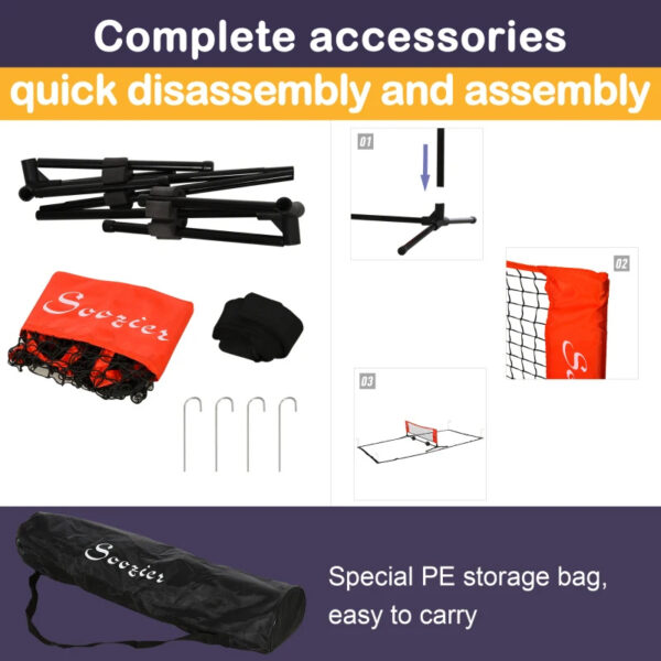 0e26ff3f-93ea-40a9-994d-0572f9c55870.jpg 10ft Portable Soccer Tennis Pickleball Badminton Mini Tennis Net W Sideline For Training With Included Storage Bag, Red