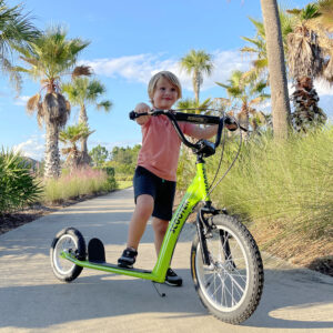 0e29d531-34d2-4b70-8417-bb107af4c0e1.jpg Youth Scooter Kick Scooter for Kids 5+ with Adjustable Handlebar 16" Front and 12" Rear Dual Brakes Inflatable Wheels, Green