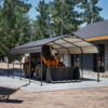 12X20 FT Metal Carport, Outdoor Car Shelter All Weather, Heavy Duty Outdoor Galvanized Car Shelter For Car Boat Truck And SUVs Black