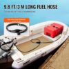 Portable Fuel Tank, 12 Gallon/55L, Plastic Outboard Marine Tank With Hose, Easy To Carry For Yacht, Fishing, Deck Boats, Red