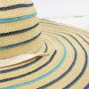 New Elegant Natural Hand-woven Ribbon Dome Wide Brim Straw Hat For Women Summer Beach Vacation Casual Stripe Designer Hats