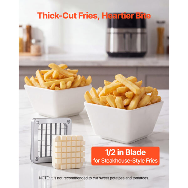 French Fry Cutter, 1/2" Blade Commercial Vegetable Chopper, Lever-Action Vegetable Dicer With Ergonomic Handle, Stainless Steel Potato Slicer For Thick Cut Fries, Onion, Carrots, Bell Pepper