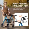 Rollator Walker For Seniors And Adult, Lightweight Aluminum Foldable Rolling Walker With Adjustable Seat And Handle, Outdoor Mobility Rollator Walker With 8" All Terrain Wheels, 300LBS Capacity