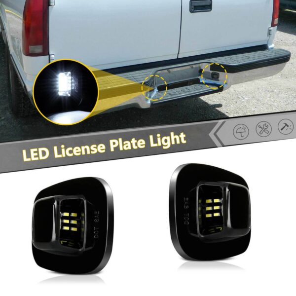Rear LED License Plate Light Tag Lamp Assembly For Chevy GMC K1500 K2500 K3500