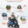 Heavy Duty 3-Wheel Mobility Scooters For Seniors & Adults, 500lbs Capacity, 21.5 Miles 3-Speed Long Range, 1000W All Terrain Electric Recreational Scooter Wheelchair, 20° Max Climbing Capacity