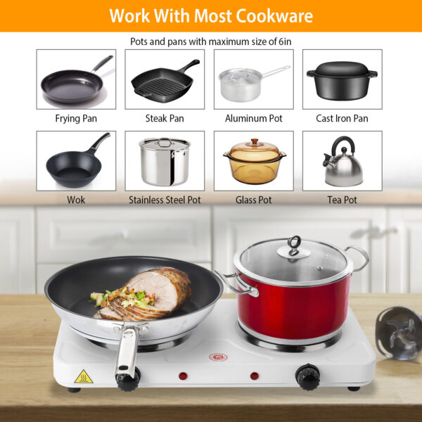 1Pc 2000W Double Electric Burner Double Hot Plate With 5 Gear Temperature Control