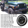 2Pc 7in 6000LM Round LED Headlight Halo Angel Eyes For Jeep Wrangler TJ JK CJ With H4 To H13 Adapter Plug And Play