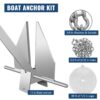 Boat Anchor Kit 13 Lb Fluke Style Anchor, Hot Dipped Galvanized Steel Fluke Anchor, Marine Anchor With Anchor, Shackles, Chain, Rope For Boat Mooring On The Beach, Boats From 20'-32'