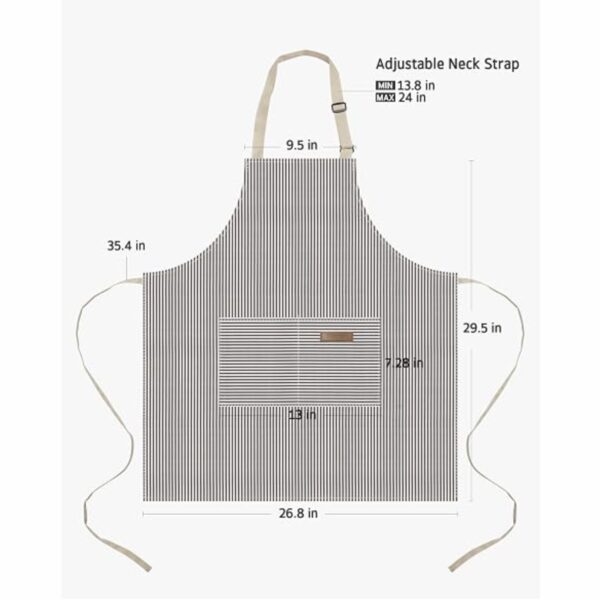 Adjustable Cooking Apron For Men & Women, Kitchen Apron With 2 Pockets, Reusable Protective Apron For Cooking, Baking & Grilling