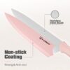 2449168c-85d9-424d-b797-1c56182c894e.jpg Kitchen Knife Set With Block, 14 Piece Pink Non-Stick Paint Coating Stainless Steel Knives Set, Anti-Rust And Dishwasher Safe, 12 Knives With Kitchen Shears And Block Pink
