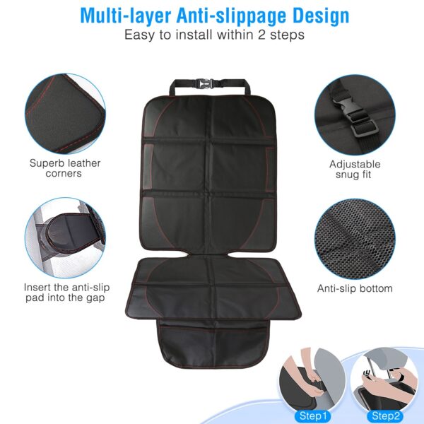 2 Packs Car Seat Protector Cushion Mat Pad For Car Renovation With Thick Padding Protector For Child Baby Car Seat Mesh Pockets
