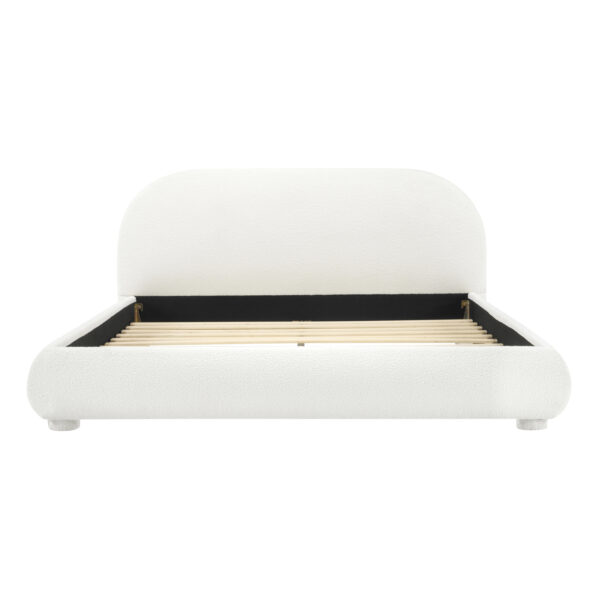 Cream Style Fabric Upholstered Bed, Simple Modern Bedroom Double Bed,Queen