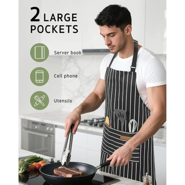 Adjustable Cooking Apron For Men & Women, Kitchen Apron With 2 Pockets, Reusable Protective Apron For Cooking, Baking & Grilling