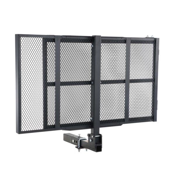 VEVOR Hitch Mount Cargo Carrier, Iron Hitch Cargo Rack With Folding Ramp, Hitch Rack Basket With Stabilizer And Straps, 500LBS Mobility Scooter Carrier Fit Hitch Receiver