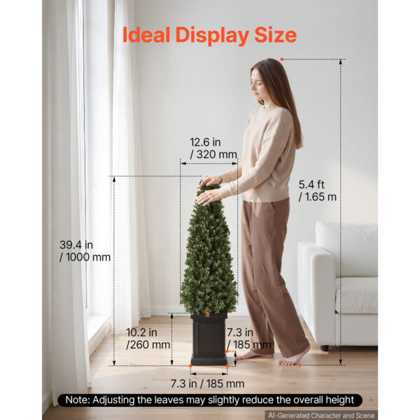 Artificial Boxwood Topiary 3.3 Ft Set Of 2 With Sturdy Pot Greenery, Premium PE Fake Trees, Year-Round Indoor & Outdoor Faux Green Plant For Front Door, Entryway, Porch, Balcony, Patio, Garden
