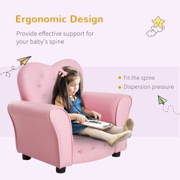 Kids Sofa Toddler Tufted Upholstered Sofa Chair Princess Couch Furniture with Diamond Decoration for Preschool Child, Pink