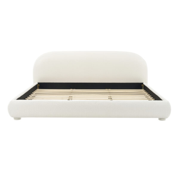Cream Style Fabric Upholstered Bed, Simple Modern Bedroom Double Bed,King