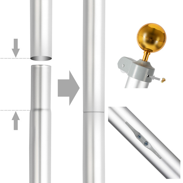 Cut Off Flagpole Aluminum Alloy, Adjustable And Extendable