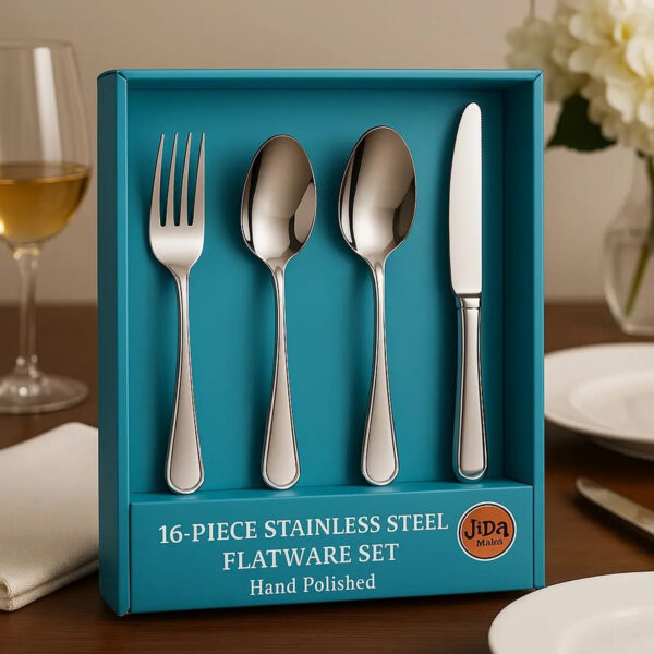 3760eff1-60fe-44e2-9402-fc0168e5eb17.jpg 16 Piece Luxury High-end Silver Tableware Family Utensil Set - Stainless Steel 4-person Utensil Service Including Fork, Knife, Spoon, And Teaspoon - Durable, Elegant, Rust Proof Utensil Set, USPS Ship