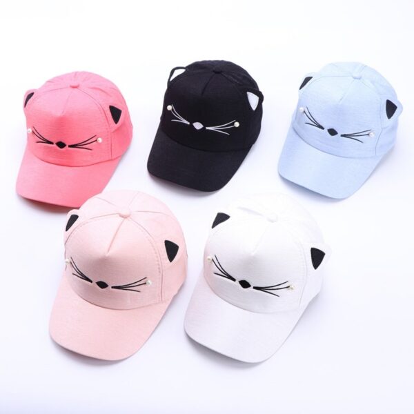 588771497 One Size Hat Boy Cap Girl Cloth Hat Hot Children's Caps Cartoon Embroidered Cat Toddler Baby Baseball Caps Kids AccessoriesA