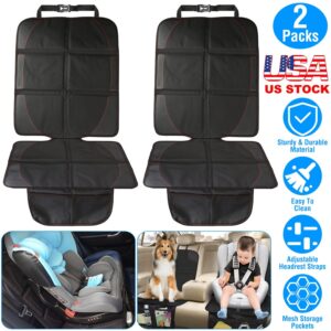 2 Packs Car Seat Protector Cushion Mat Pad For Car Renovation With Thick Padding Protector For Child Baby Car Seat Mesh Pockets
