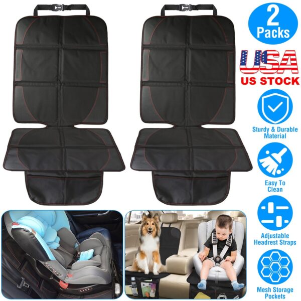 2 Packs Car Seat Protector Cushion Mat Pad For Car Renovation With Thick Padding Protector For Child Baby Car Seat Mesh Pockets