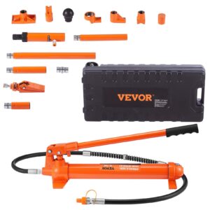 10 Ton Porta Power Kit, Hydraulic Ram With Pump, Car Jack With 4.6 Ft/1.4 M Oil Hose, Bent Frame Repair Tool With Storage Case For Automotive, Garage, Heavy Equipment, Mechanic (22046 LBS)