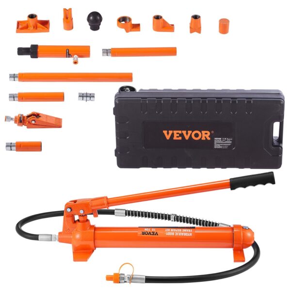 3f865a76-0708-477b-bb8a-bfb20b04f54a.jpg 10 Ton Porta Power Kit, Hydraulic Ram With Pump, Car Jack With 4.6 Ft/1.4 M Oil Hose, Bent Frame Repair Tool With Storage Case For Automotive, Garage, Heavy Equipment, Mechanic (22046 LBS)