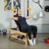Wooden Adjustable Weight Bench with Dumbbell Rack, Flat or Incline Workout Bench for Home Gym Weight Lifting, Black