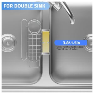 415b3eb4-4518-4d69-9eb5-761683a2e0a8.jpg Kitchen Sink Caddy Sponge Holder In The Sink, Stainless Steel Kitchen Sink Organizer, Brush Holder Dish Cloth Hanger Sink Stopper Holder Hanging-Silver