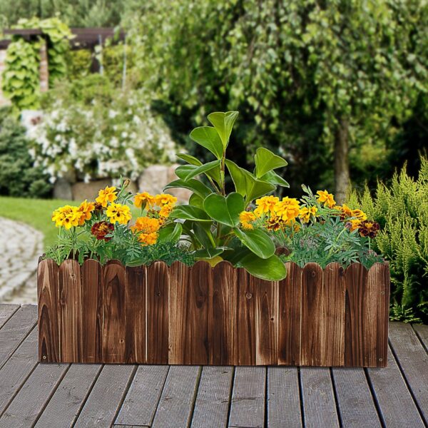 40" x 16" x 12" Raised Planter Box Garden Scalloped Edge Wooden