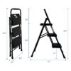3 Step Ladder, Folding Step Stool With Wide Anti-Slip Pedal, Sturdy Steel Ladder, Lightweight, Portable Steel Step Stool