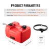 Marine Fuel Tank, 3.17 Gallon 12L, Portable Boat Fuel Gas Tank For Outboard Engine Boats, Plastic Outboard Marine Boat Fuel Tank With Hose, Easy To Carry For Yacht, Fishing Boat, Deck Boat, Red