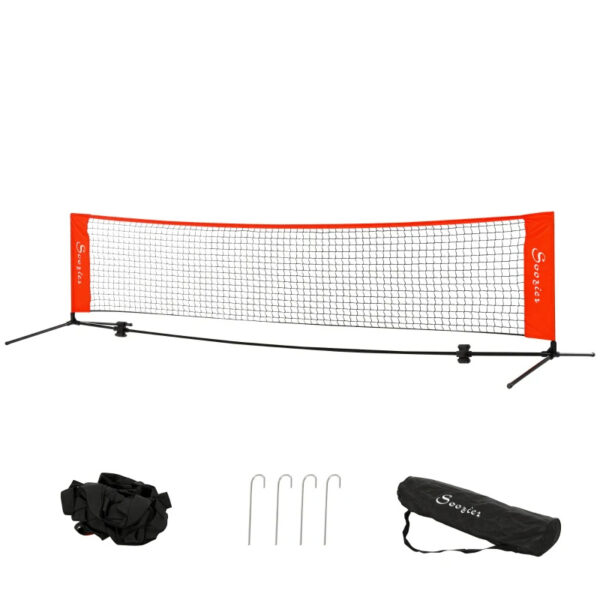 4628faad-9268-4308-871f-dc9a0296cc97.jpg 10ft Portable Soccer Tennis Pickleball Badminton Mini Tennis Net W Sideline For Training With Included Storage Bag, Red