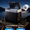 Car Refrigerator, DC 12/24V AC100-240V Compressor Electric Cooler,  -4°F To 68°F Truck Refrigerator With APP Control, Wheels & Dual Zone, 58 QT Cars Cooler For RVs, Boats, Camping, Fishing