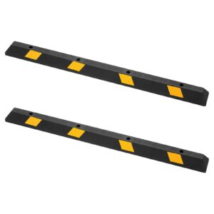 Parking Stopper, 72 Inch 2 Pcs Heavy Duty Parking Aid For Garage, Rubber Curb Garage Floor Stopper With Reflective Strips, Aid Gadgets For Cars Vans Trucks Tire Wheel Guide Block Stops Bumpers
