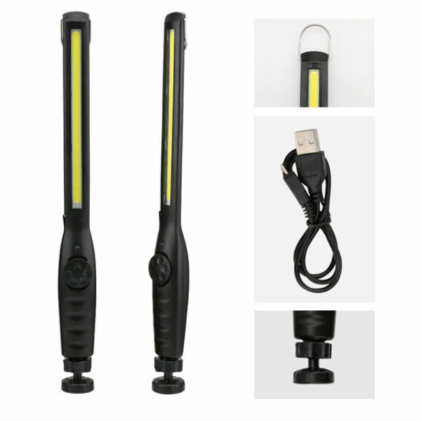 LED USB Rechargeable Work Light Magnetic Flashlight Flexible Cordless Torch Automotive Inspection Light