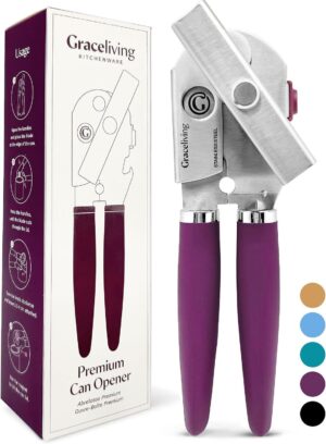 4f2c3e2d-013b-49a7-929d-3b925e8aa2fb.jpg Manual Can Opener With Magnetic Lid Lifter, Heavy Duty Kitchen Tool, Easy Grip Handle For Opening Cans, Bottles & Containers