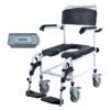 Shower Commode Wheelchair With 4 Lockable Wheels, Footrests, Flip-up Arms, 3-Level Adjustable Height, 5L Removable Bucket, 350 LBS Capacity, Commode Chair For Adults Seniors